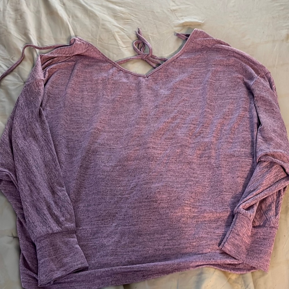 Purple tie back long sleeve tee